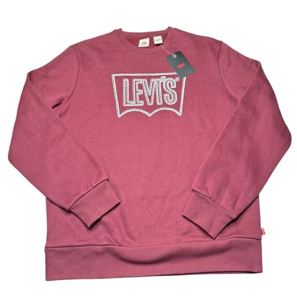 Levi's Standard Fit Crewneck Graphic Sweatshirt Maroon Medium New Comfy - Picture 1 of 5